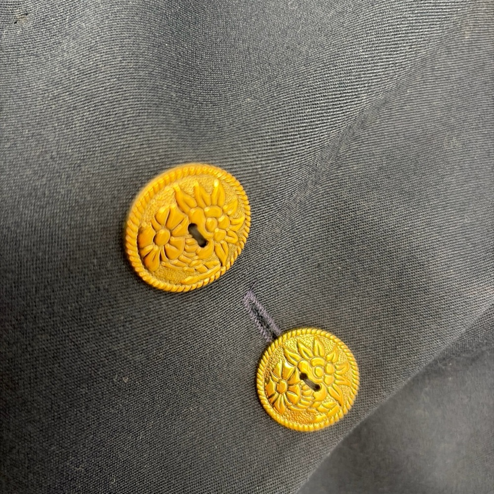 Ladies Medium Blue Scully Western Jacket Blazer W Gold Floral Buttons - Picture 3 of 5